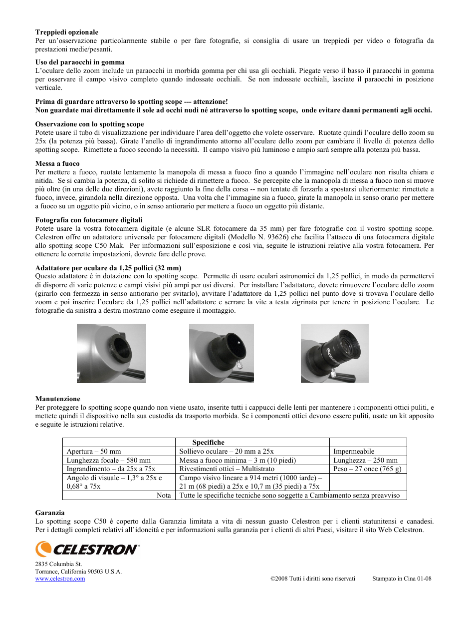 Celestron Mini Mak Spotting Scope 52233 User Manual | Page 10 / 10