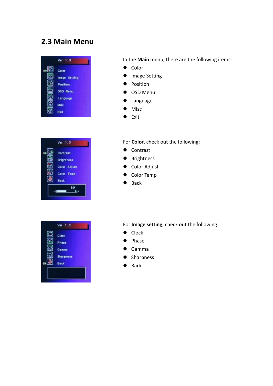 3 main menu | Aplex Technology ADP-1125A User Manual | Page 13 / 39