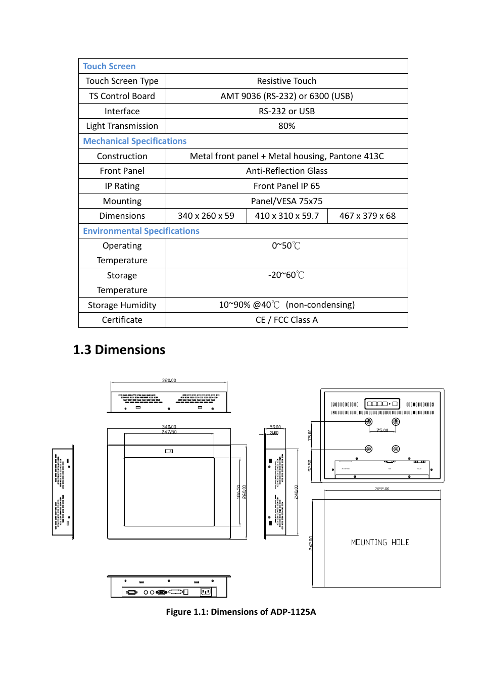 3 dimensions…………………………………………………………………………….6, 3 dimensions | Aplex Technology ADP-1125A User Manual | Page 6 / 39