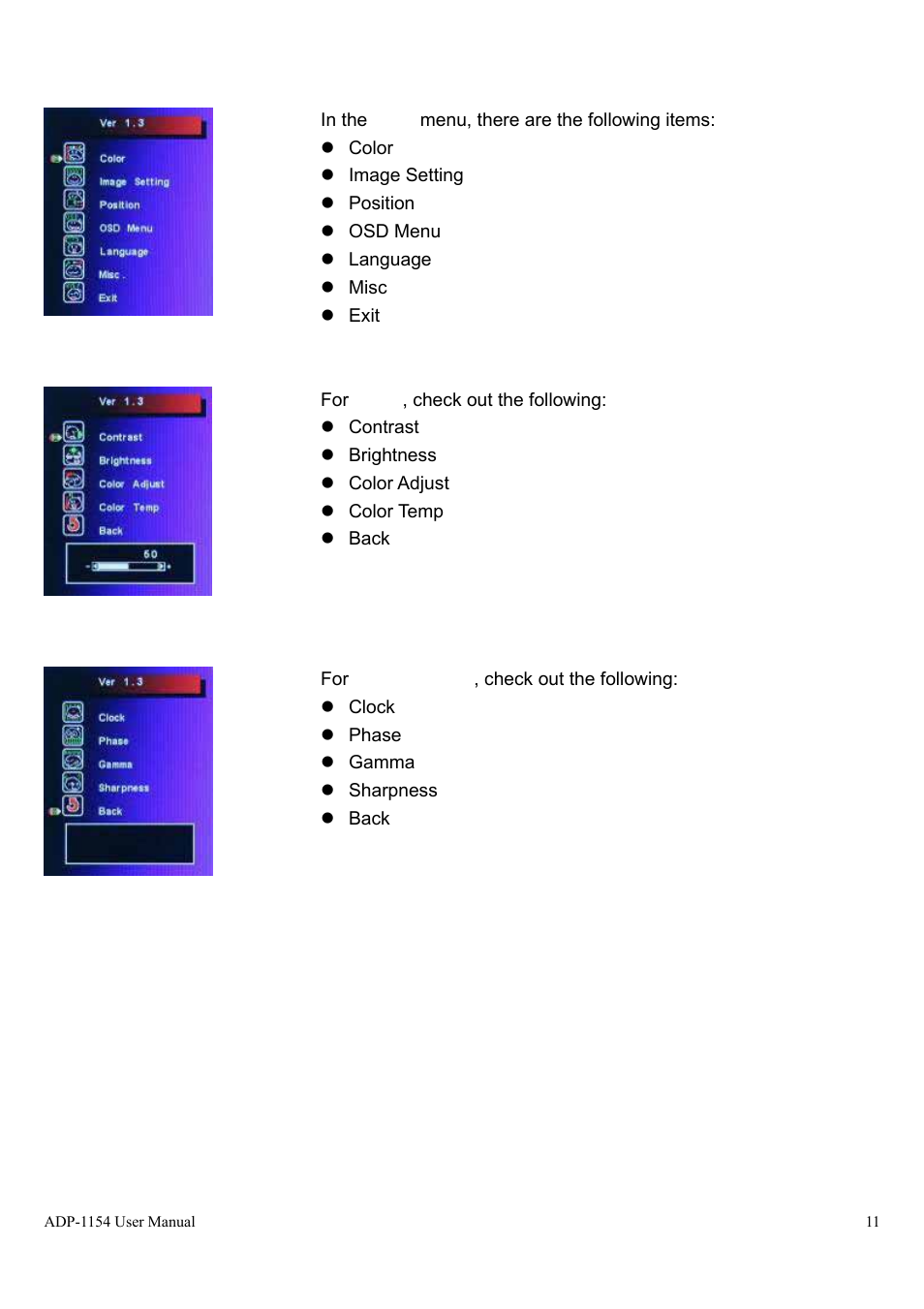 3 main menu | Aplex Technology ADP-1154 User Manual | Page 11 / 44
