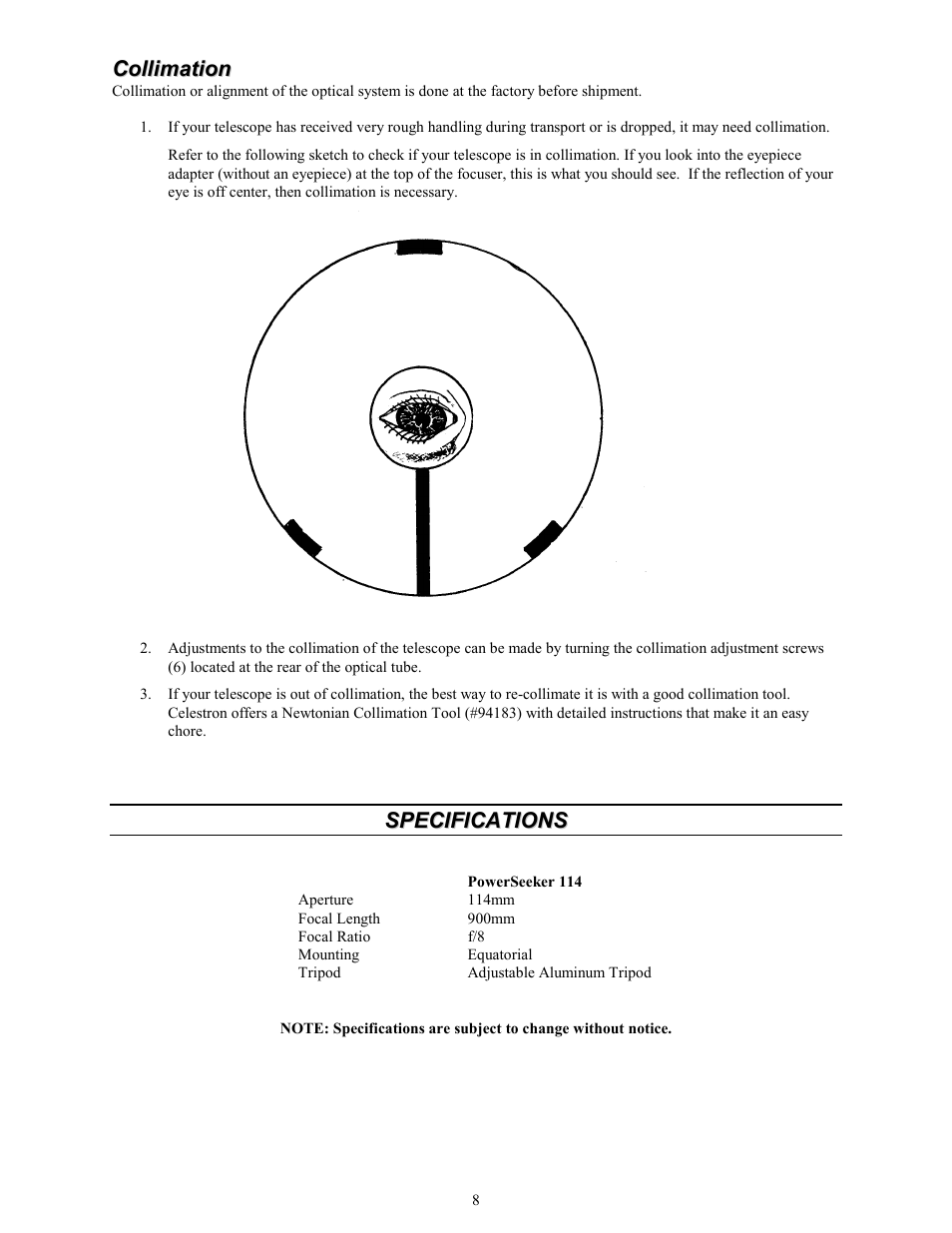 Celestron 114 User Manual | Page 8 / 10