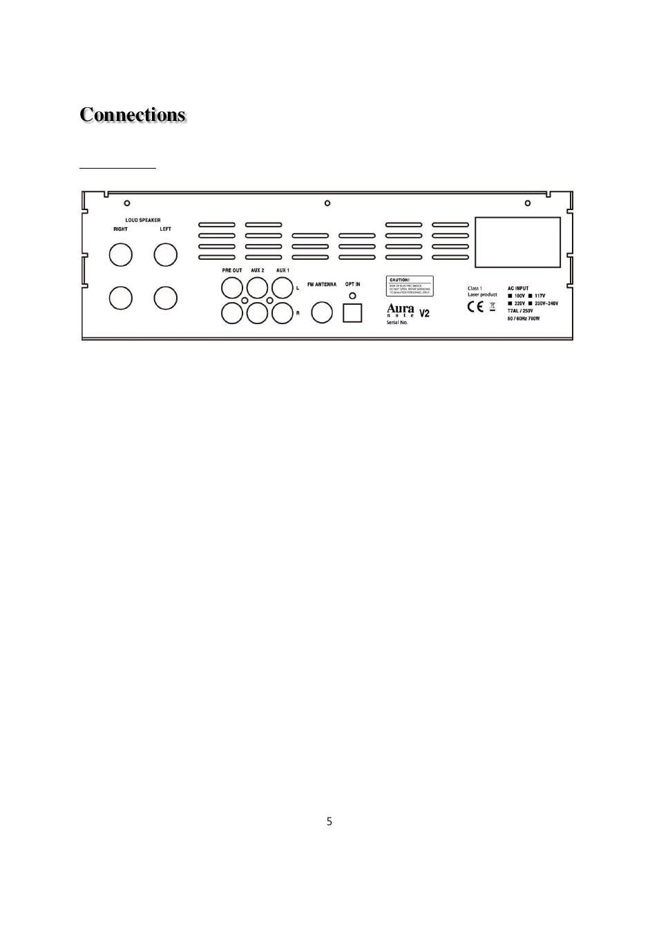 Connections, Rear panel | April Music Aura note V2 User Manual | Page 6 / 20