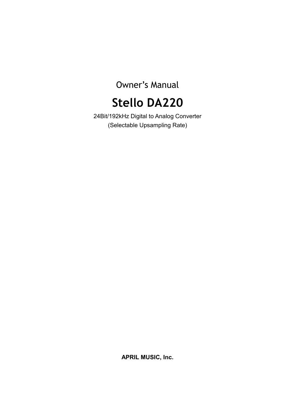 April Music Stello DA220 User Manual | 9 pages