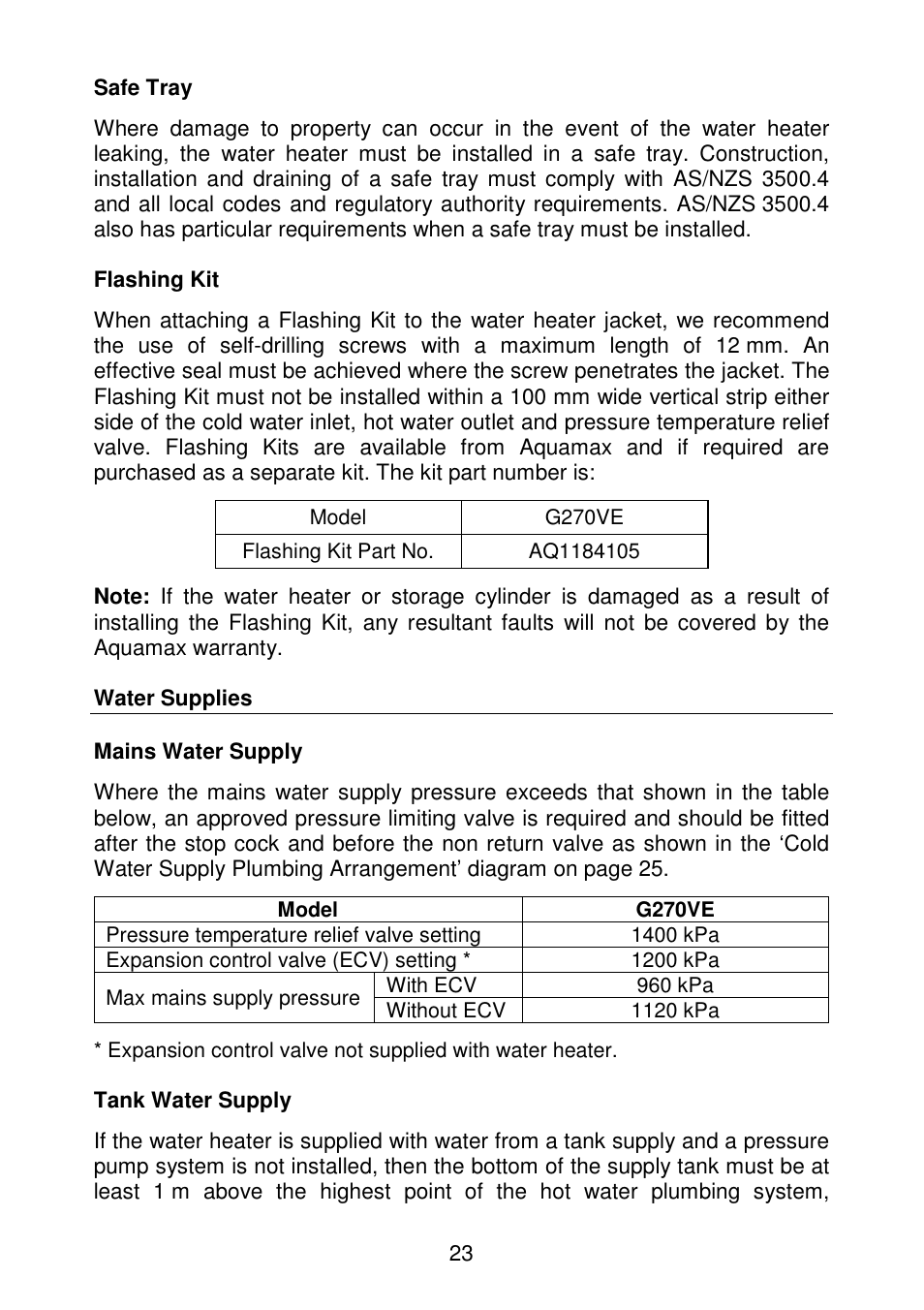 AquaMAX G270VE Series User Manual | Page 24 / 44