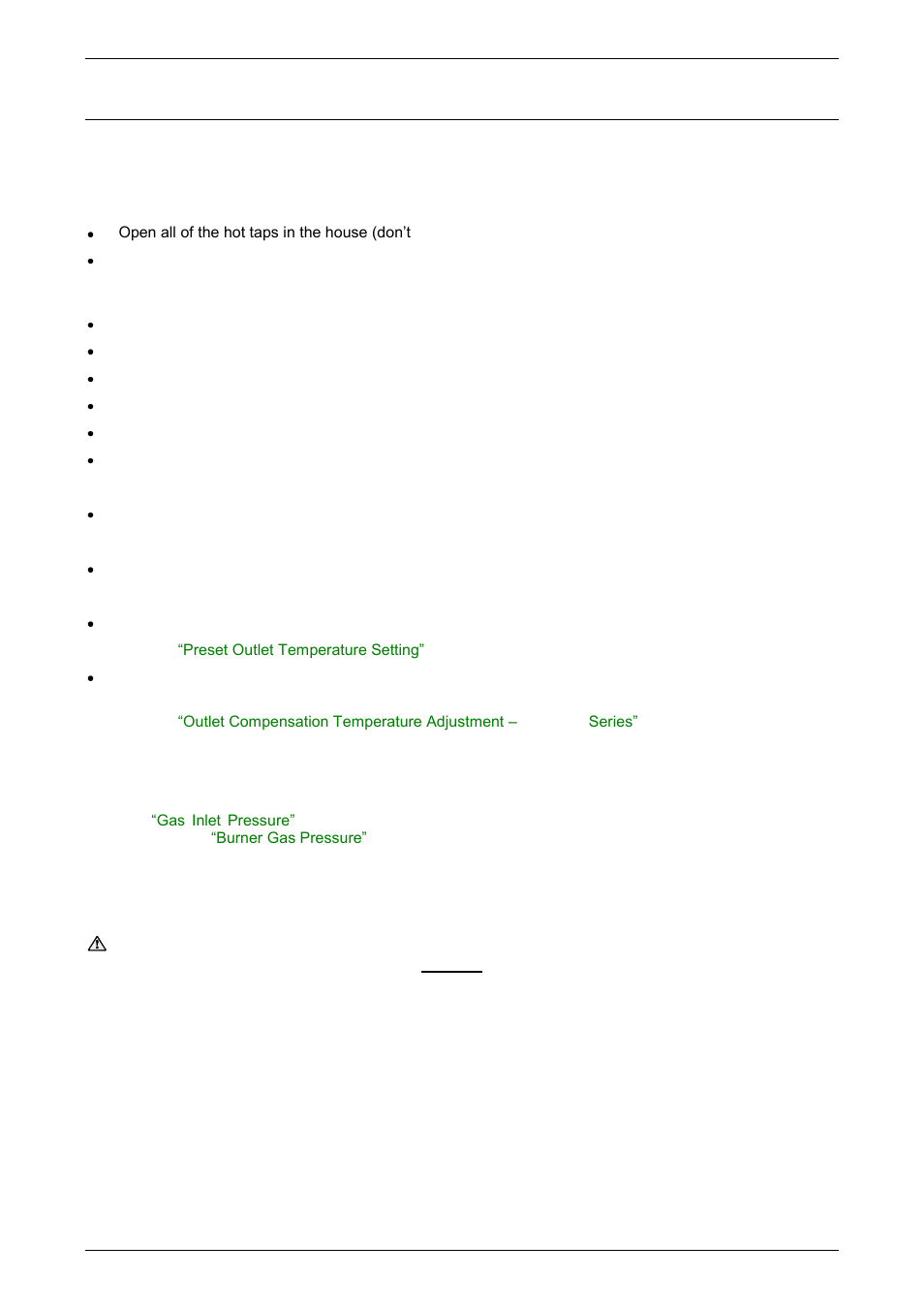 Commissioning, To turn on the water heater, Gas inlet pressure | AquaMAX CG20 Series User Manual | Page 46 / 60