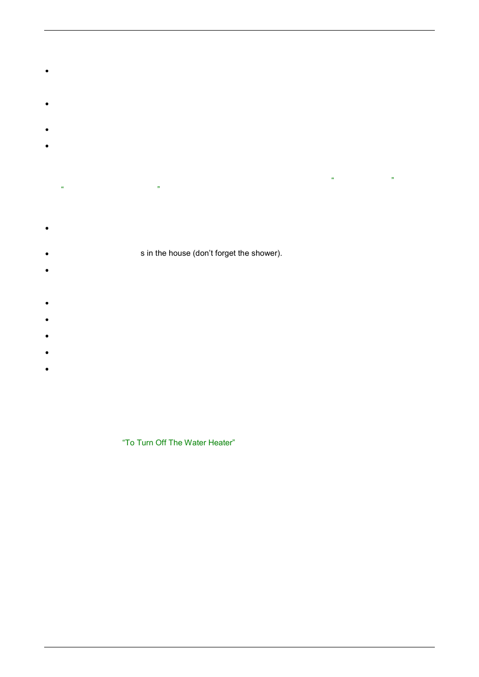 To turn off the water heater, To turn on the water heater, Going on holidays | AquaMAX CG20 Series User Manual | Page 8 / 60