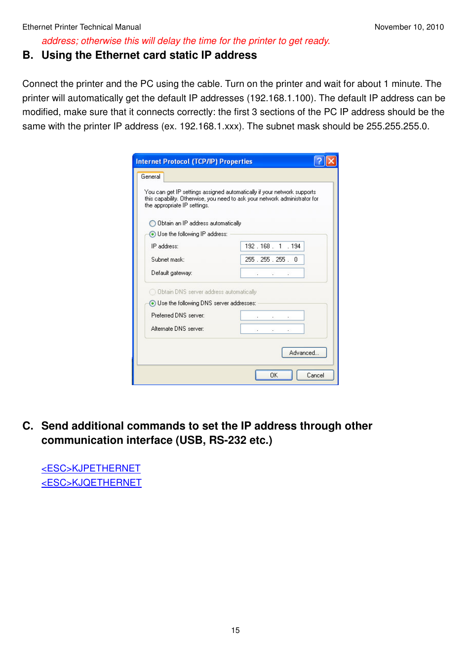 Argox Ethernet printer User Manual | Page 15 / 51