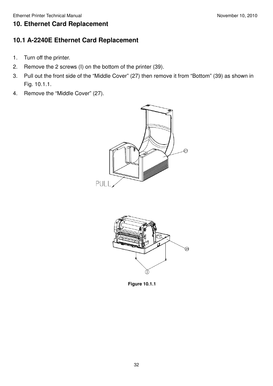 Ethernet card replacement | Argox Ethernet printer User Manual | Page 32 / 51