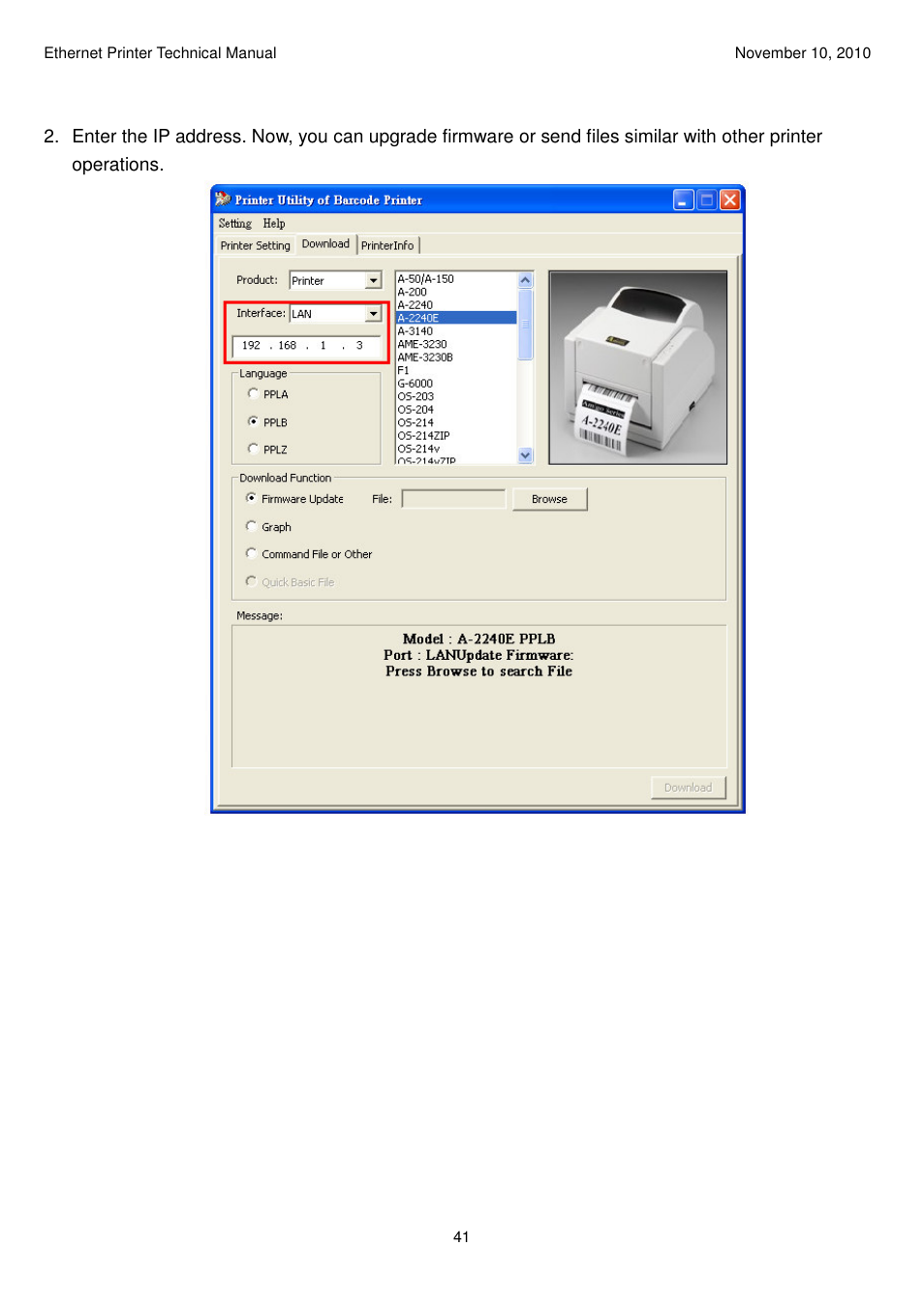 Argox Ethernet printer User Manual | Page 41 / 51