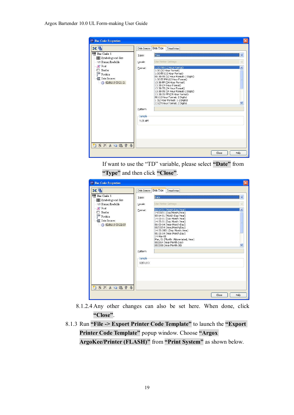 Argox Bartender UL Form-making User Manual | Page 19 / 30