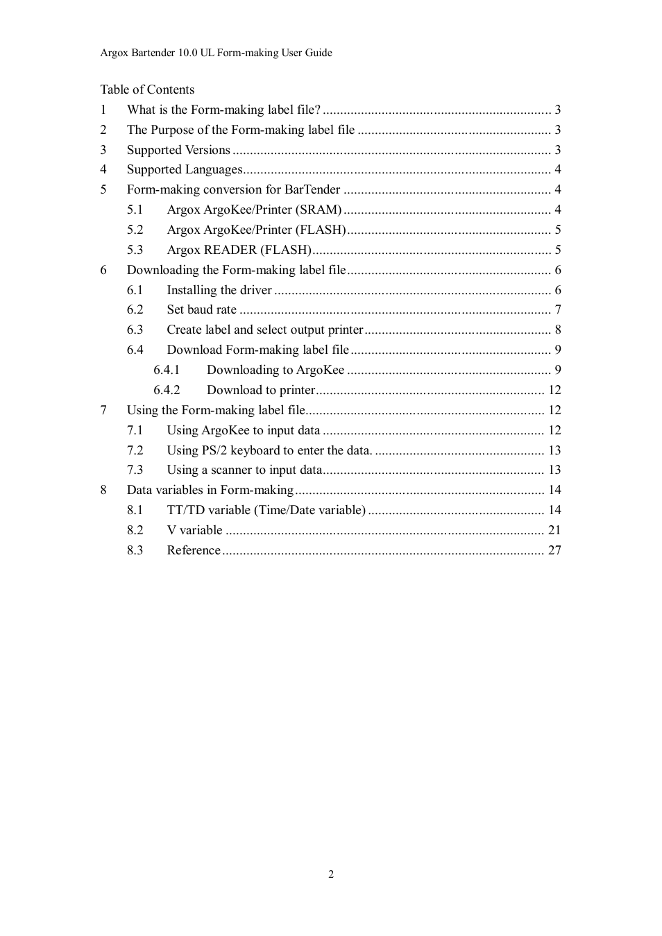 Argox Bartender UL Form-making User Manual | Page 2 / 30