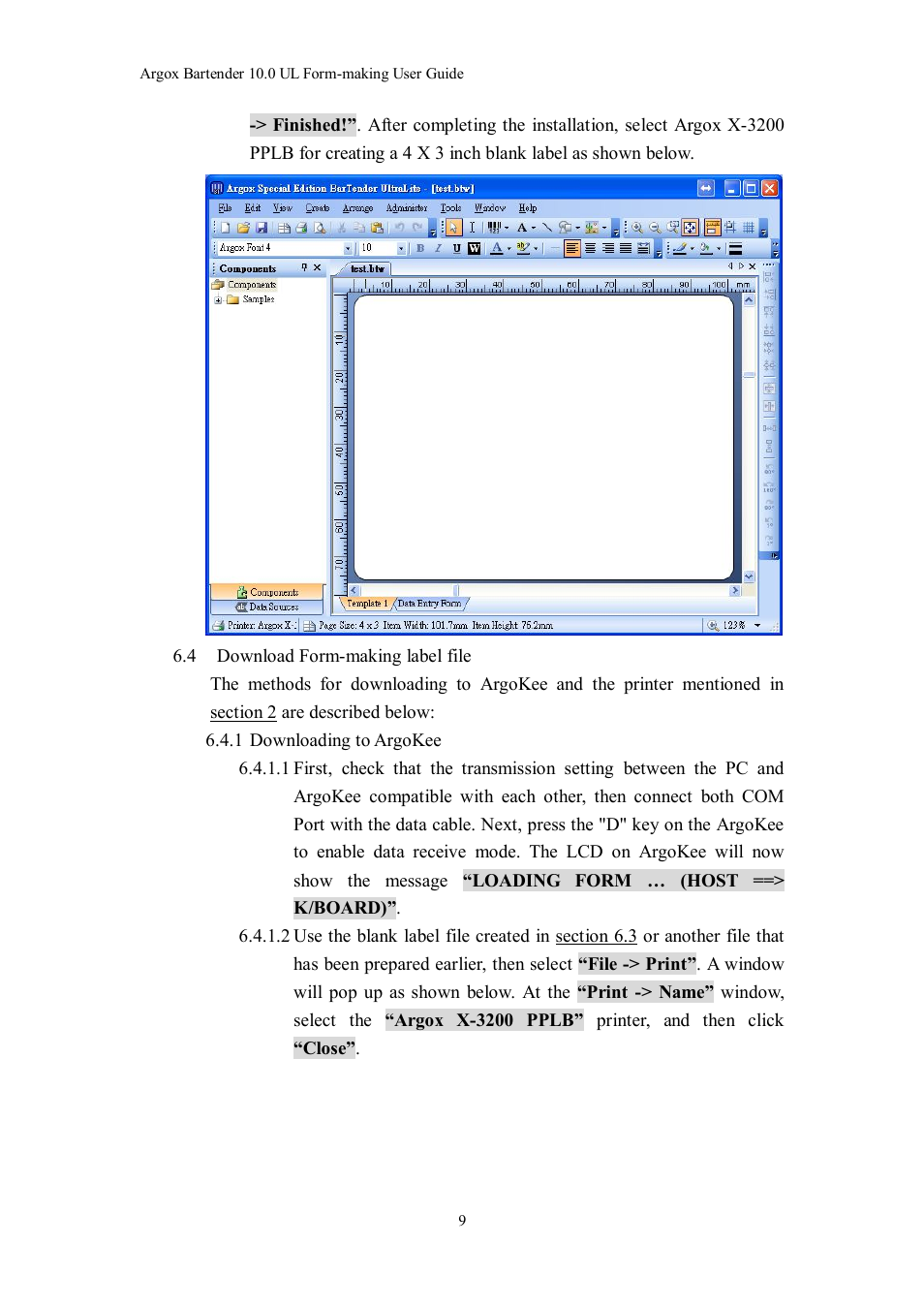 Argox Bartender UL Form-making User Manual | Page 9 / 30