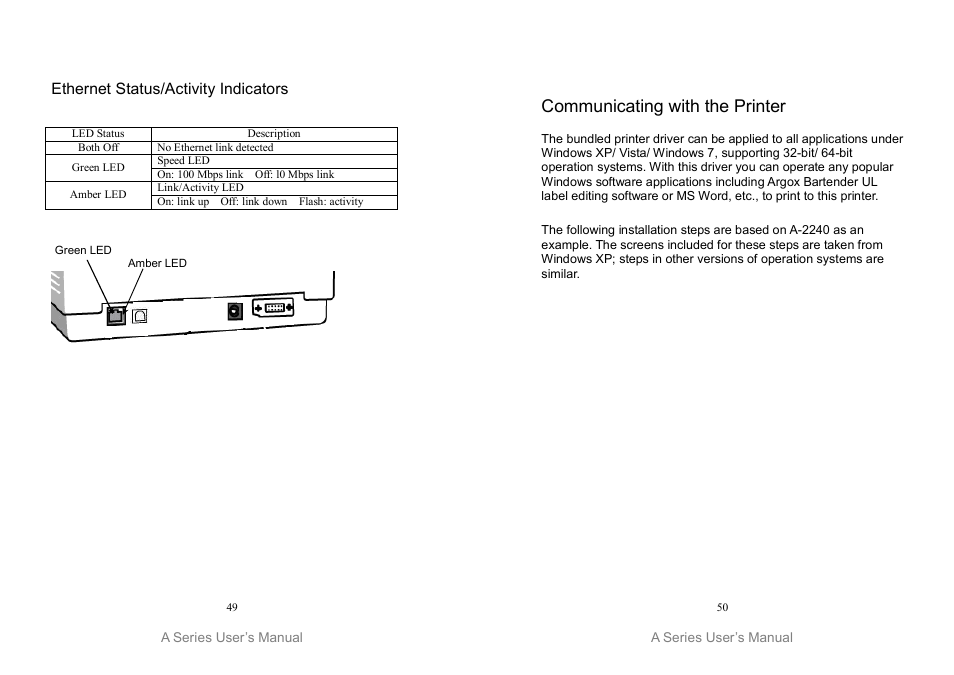 Communicating with the printer | Argox A Series User Manual | Page 25 / 47