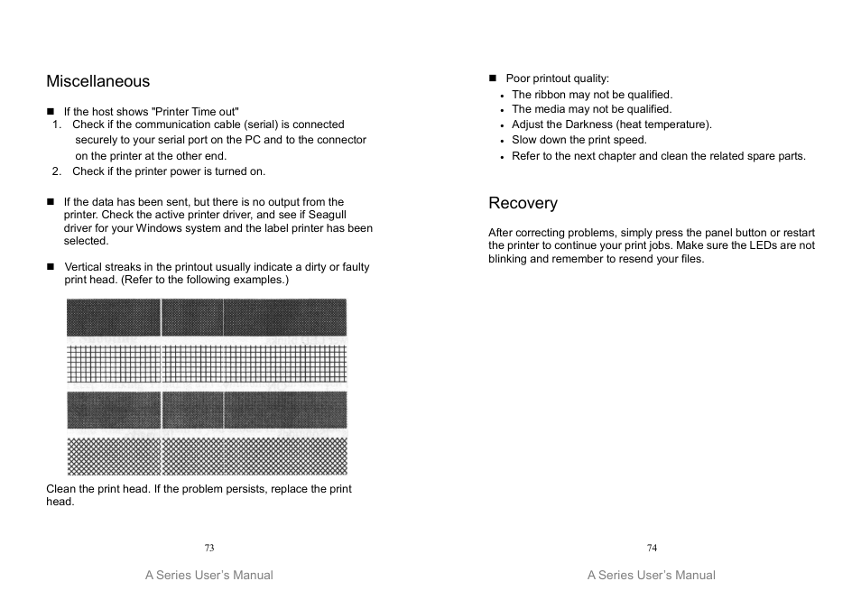 Miscellaneous, Recovery | Argox A Series User Manual | Page 37 / 47