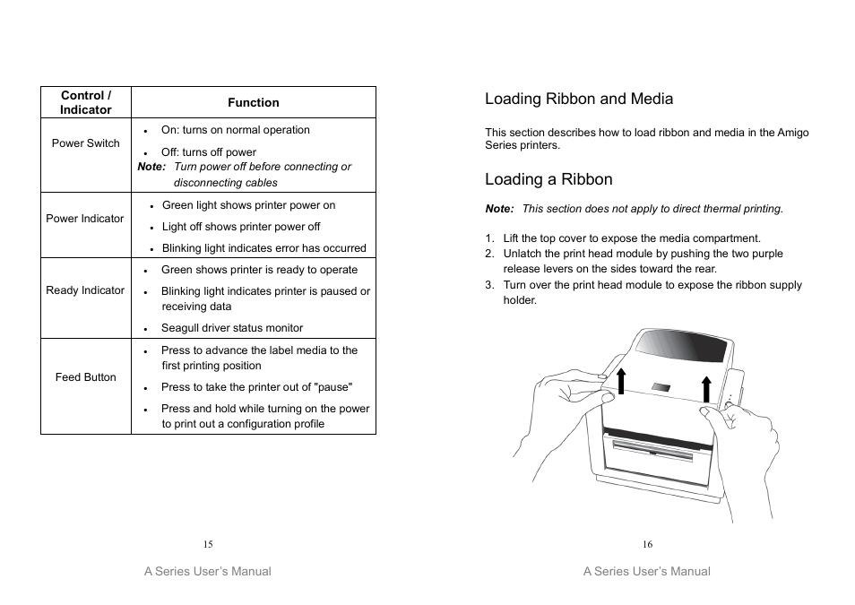 Loading a ribbon, Loading ribbon and media | Argox A Series User Manual | Page 8 / 47