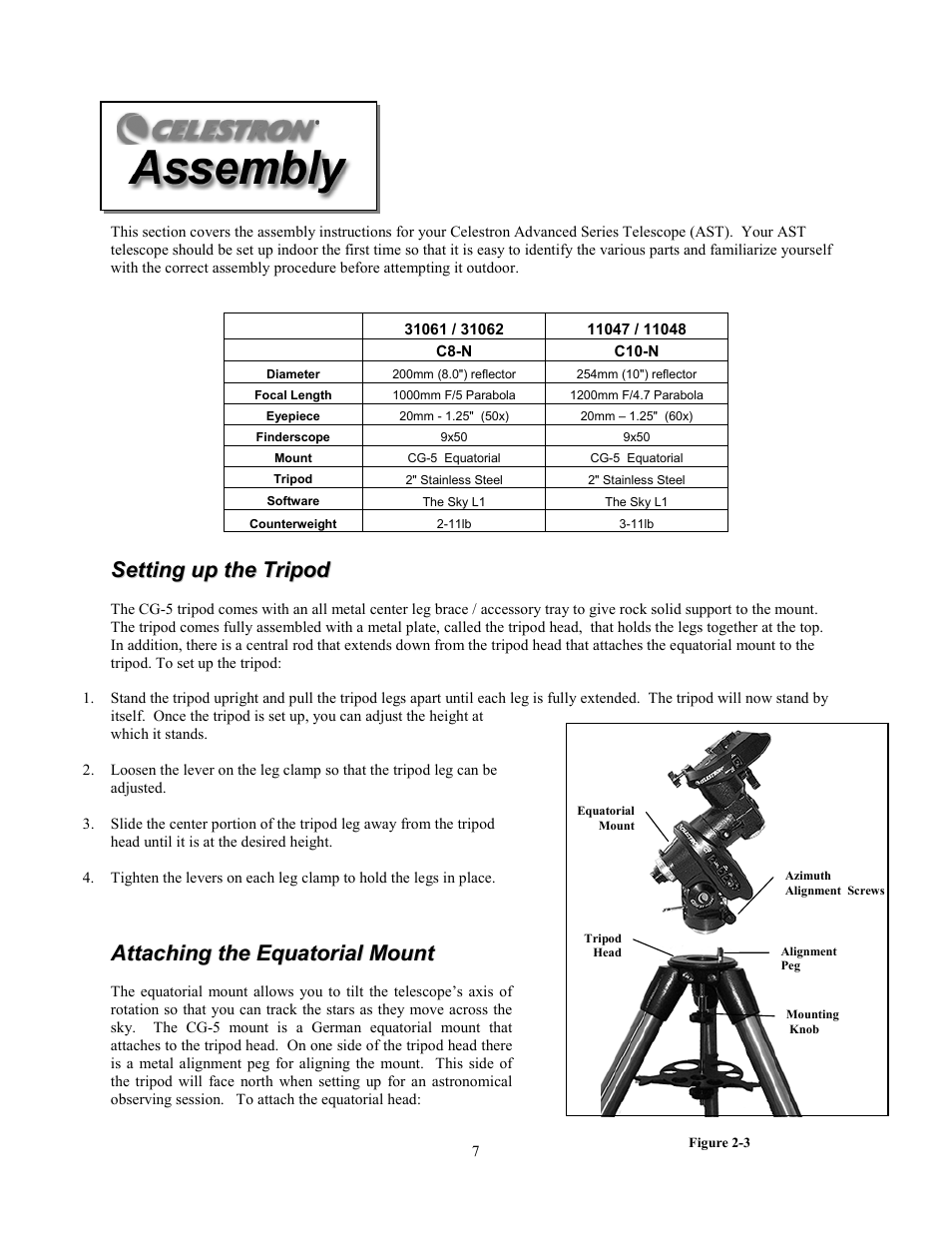 Celestron Advanced Series C8-N User Manual | Page 7 / 71