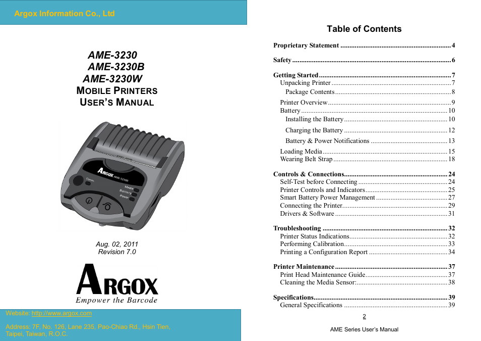 Argox AME-3230 Series User Manual | 23 pages