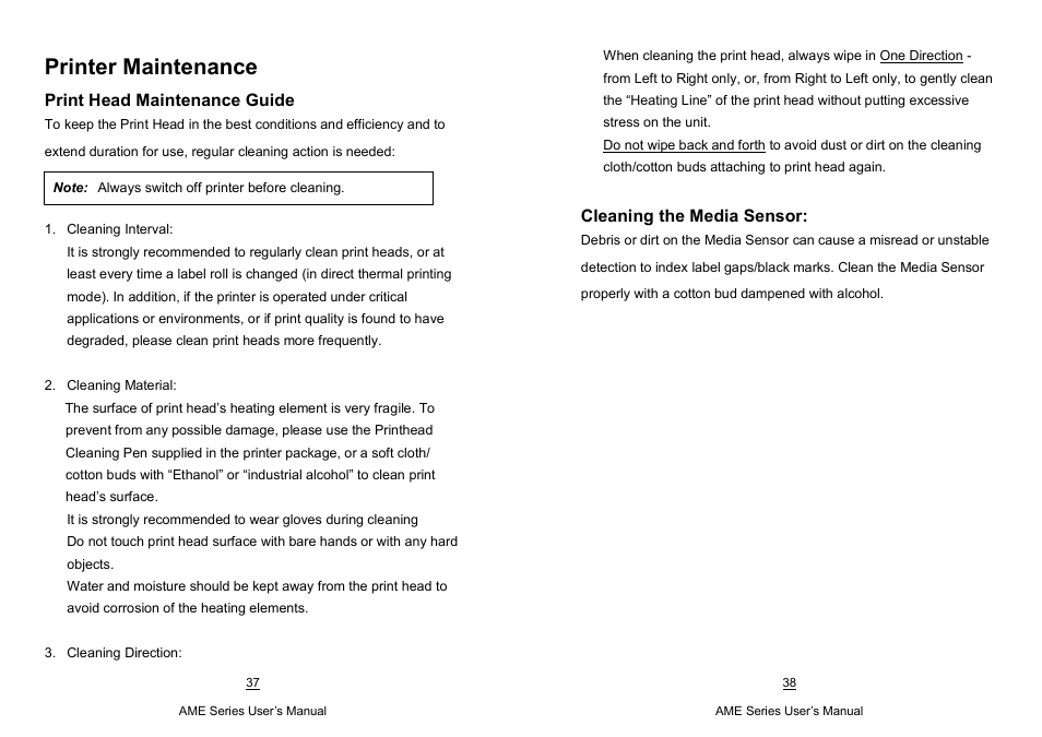 Printer maintenance | Argox AME-3230 Series User Manual | Page 19 / 23