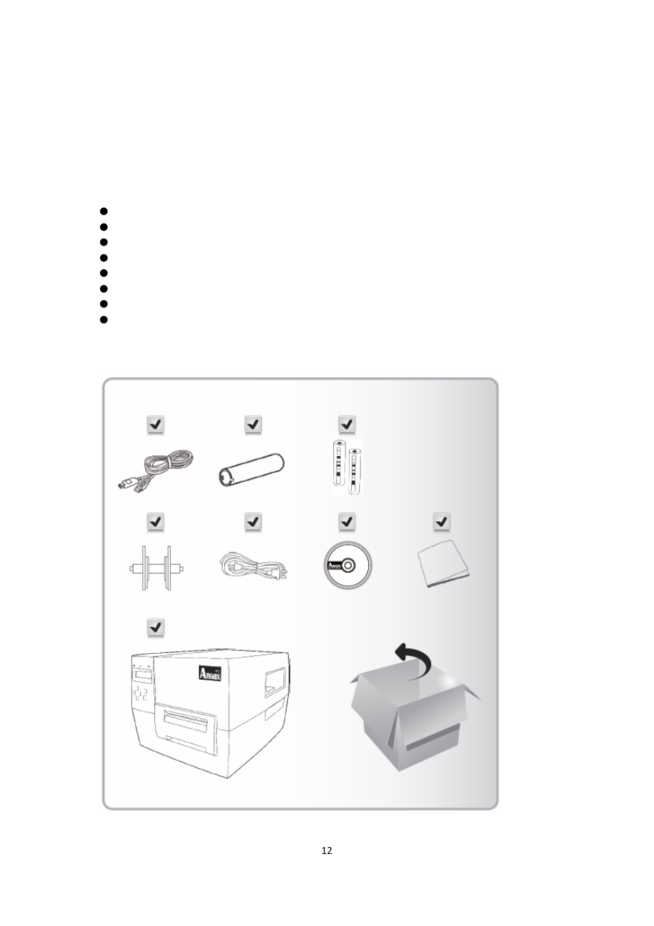 Printer setup, Npack and, Nspect the | Rinter | Argox F1 User Manual | Page 12 / 81