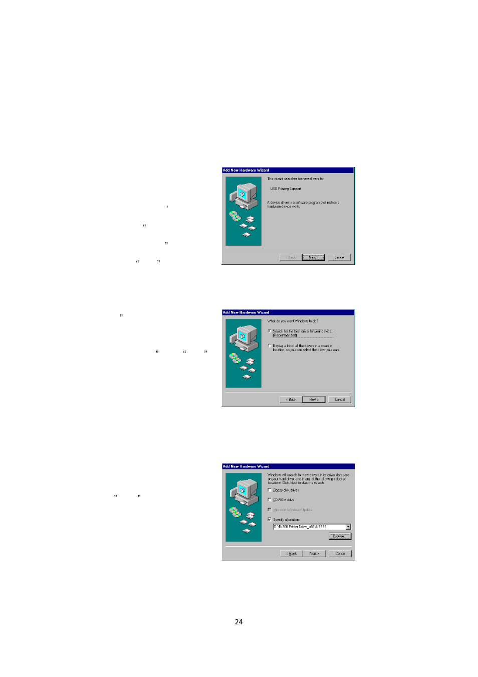 Nstalling, River, Indows | Installing usb driver (windows 98 only) | Argox F1 User Manual | Page 24 / 81