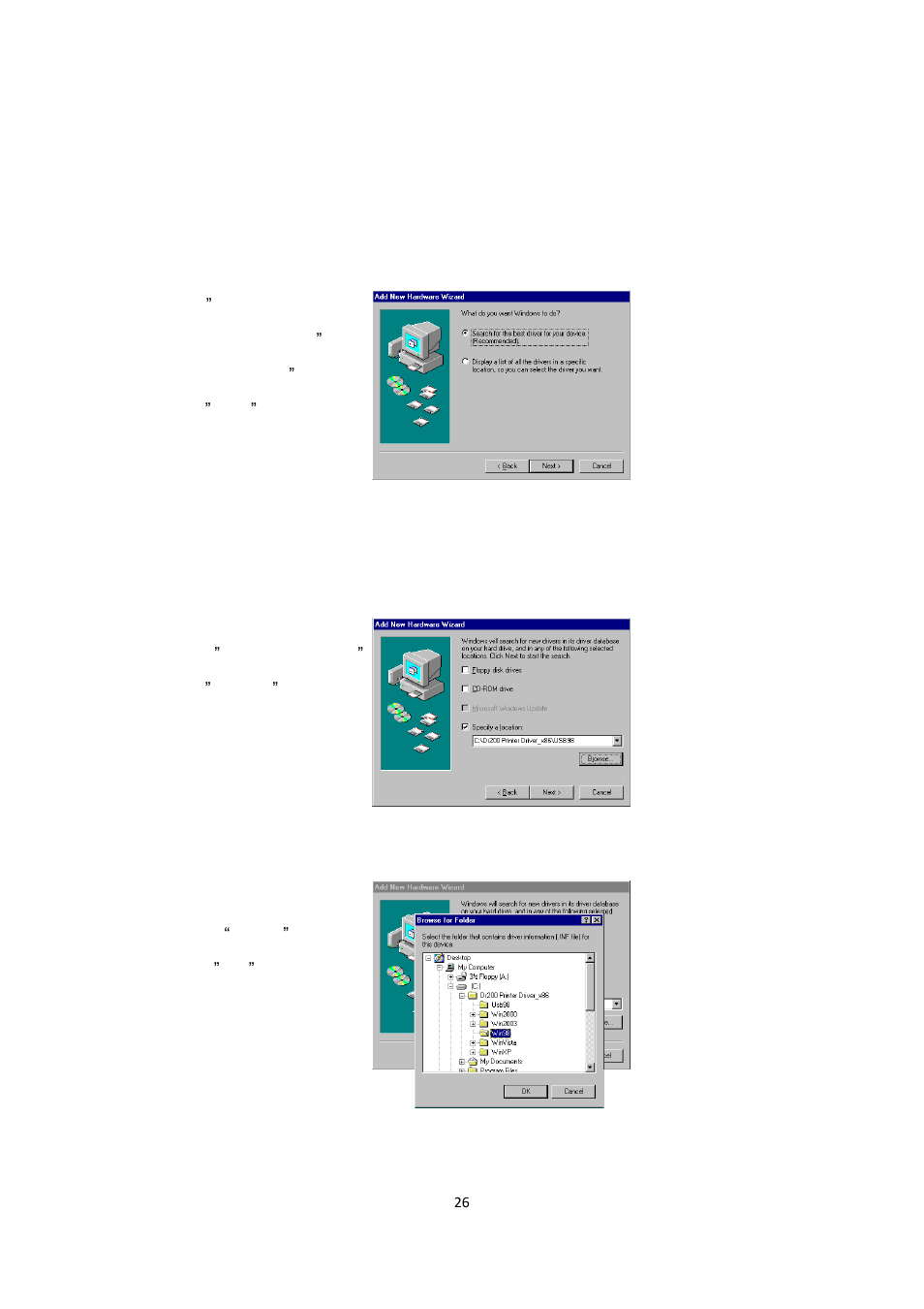 Nstalling, Rinter, River | Indows, Installing printer driver (windows 98 only) | Argox F1 User Manual | Page 26 / 81