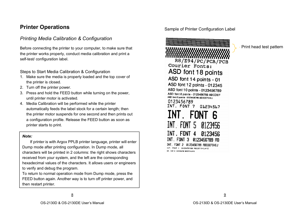 Printer operations | Argox OS-2130D User Manual | Page 11 / 37