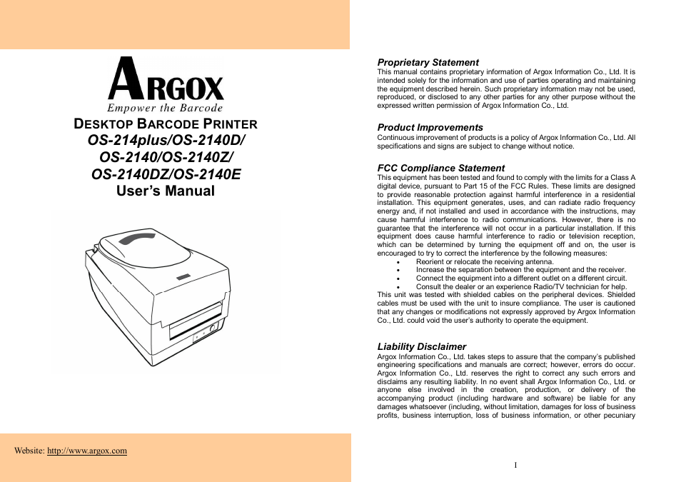 Argox OS Series User Manual | 43 pages