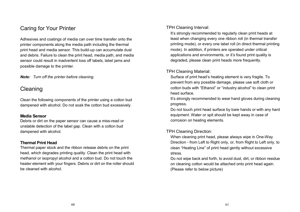 Cleaning, Caring for your printer | Argox OS Series User Manual | Page 31 / 43