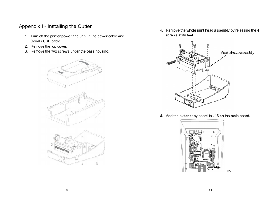 Appendix i - installing the cutter | Argox OS Series User Manual | Page 41 / 43