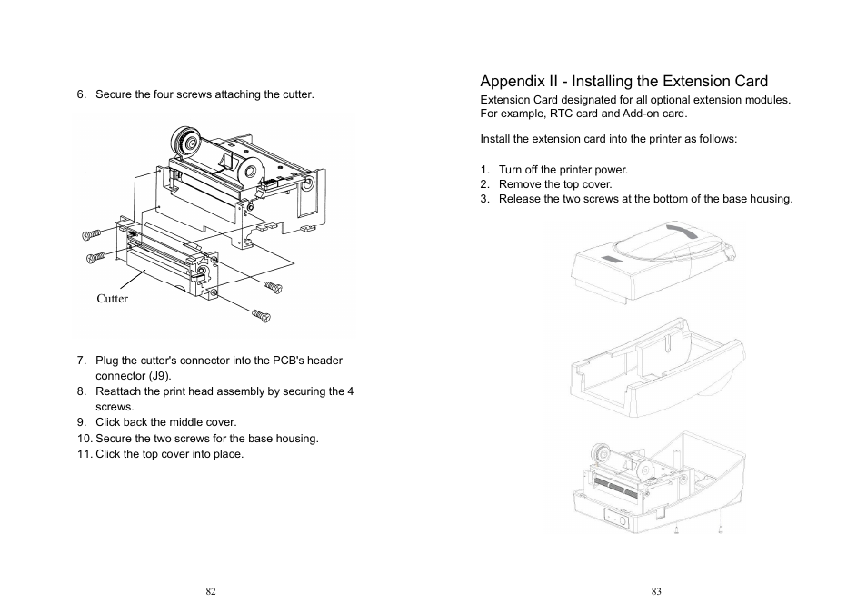 Appendix ii - installing the extension card | Argox OS Series User Manual | Page 42 / 43