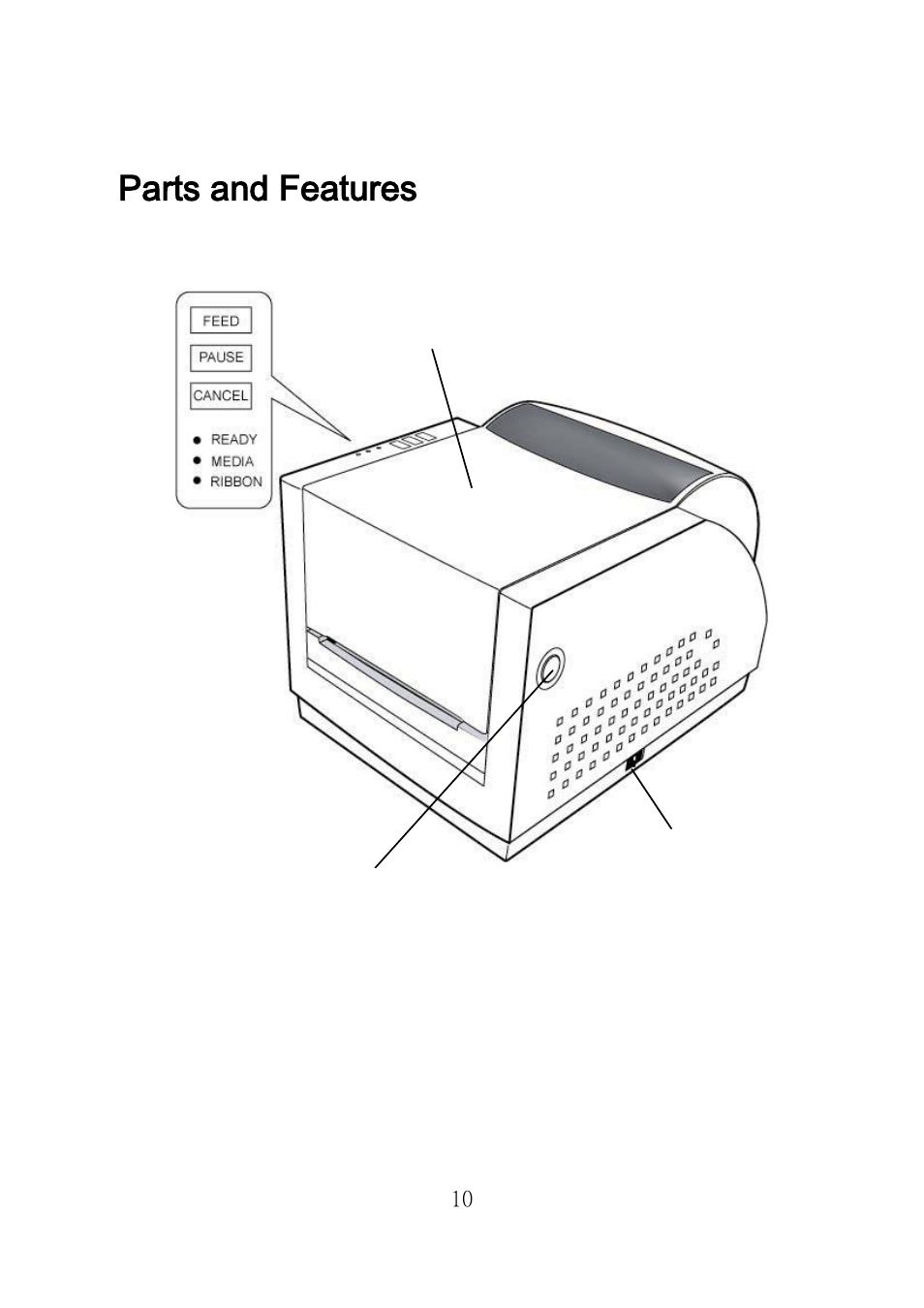 Parts and features | Argox R Series User Manual | Page 10 / 72