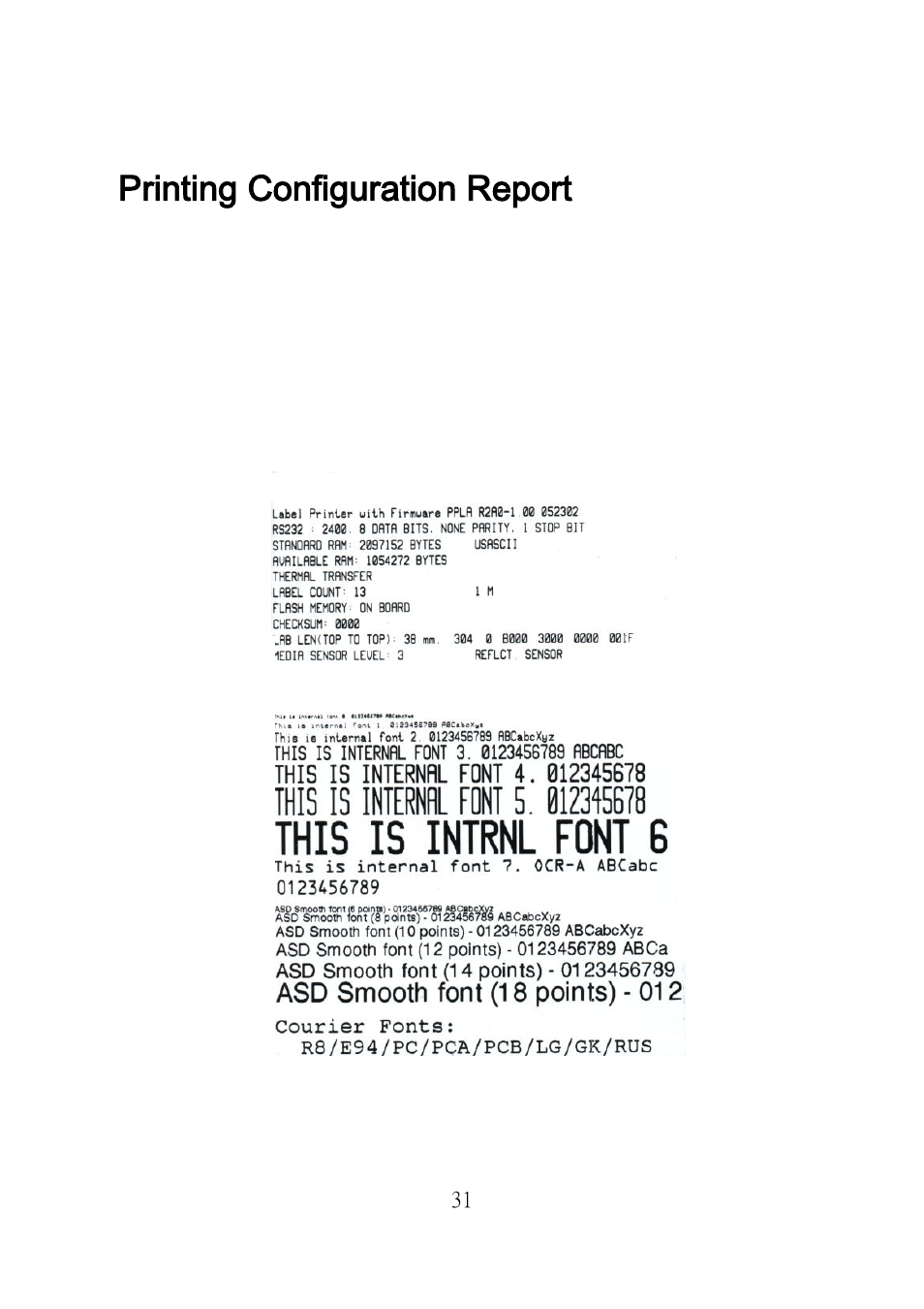 Printing configuration report, Performing self test page | Argox R Series User Manual | Page 31 / 72