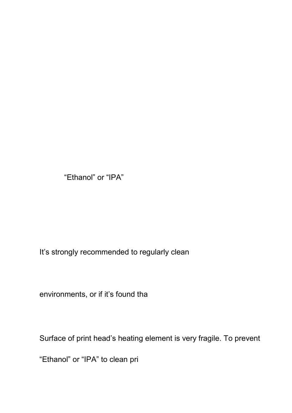 Cleaning the print head, Cleaning interval, Cleaning material | Argox X Series User Manual | Page 76 / 126