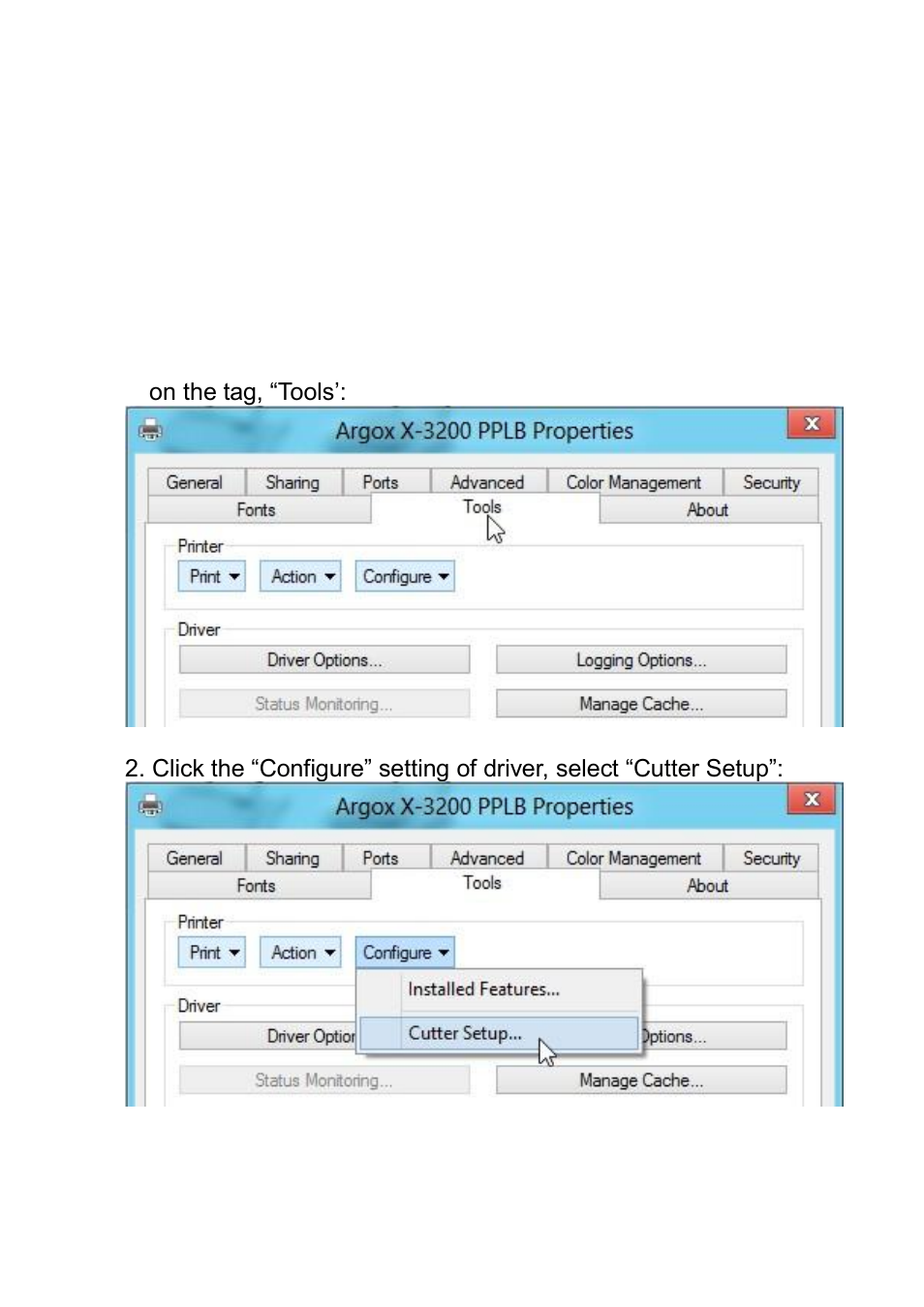 Rotary cutter and guillotine cutter settings | Argox X Series User Manual | Page 92 / 126