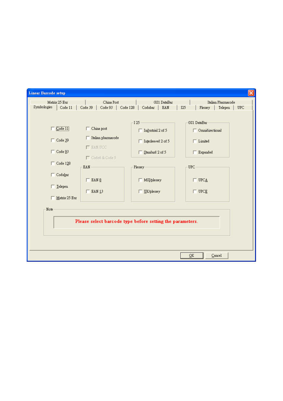 Linear barcodes setup | Argox AR-3000 Scan Utility User Manual | Page 22 / 37