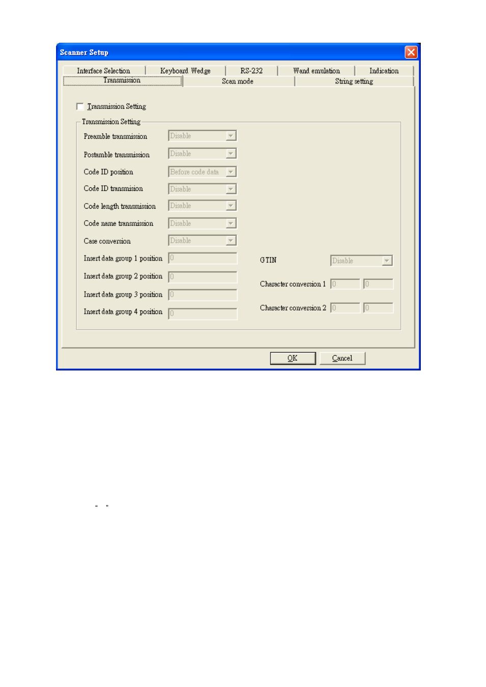 Parameter settings for scanner | Argox AR-3000 Scan Utility User Manual | Page 9 / 37