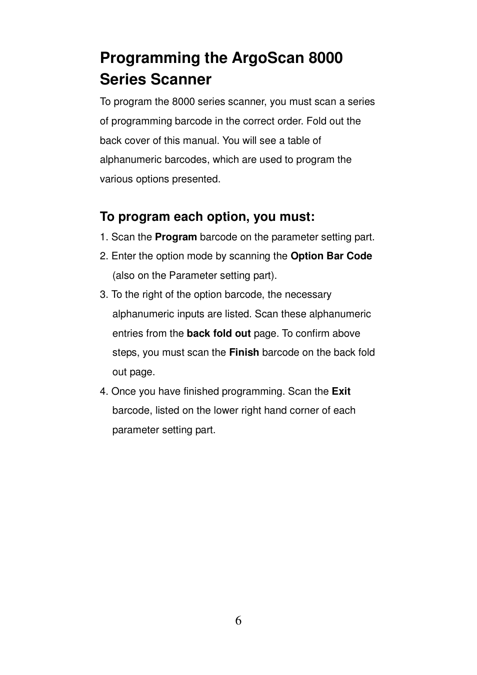 Programming the argoscan 8000 series scanner | Argox AS-8000 User Manual | Page 11 / 99