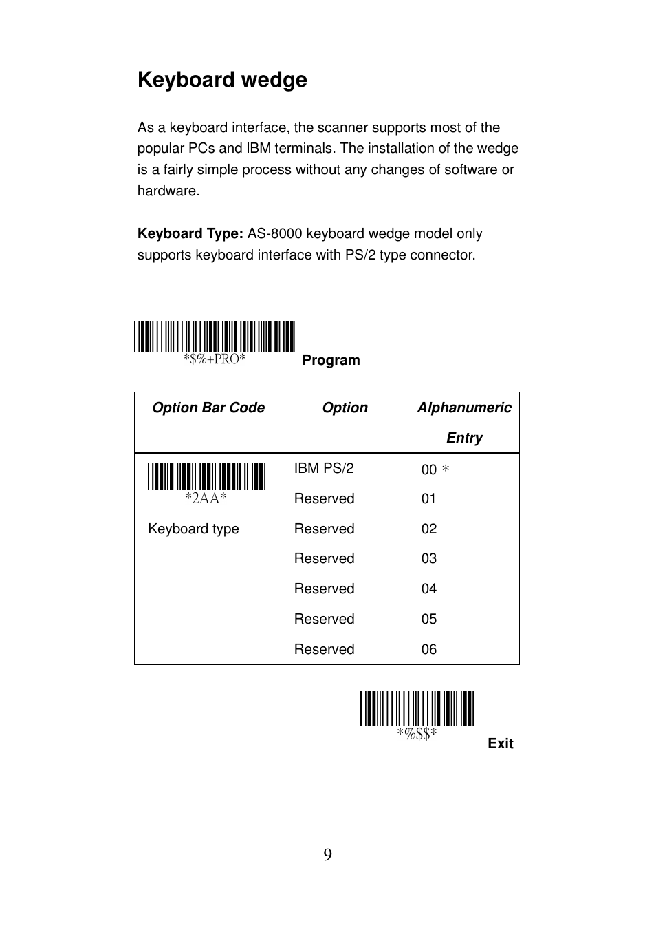 Keyboard wedge | Argox AS-8000 User Manual | Page 14 / 99