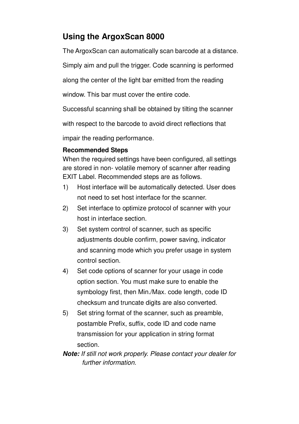 Using the argoxscan 8000 | Argox AS-8000 User Manual | Page 2 / 99