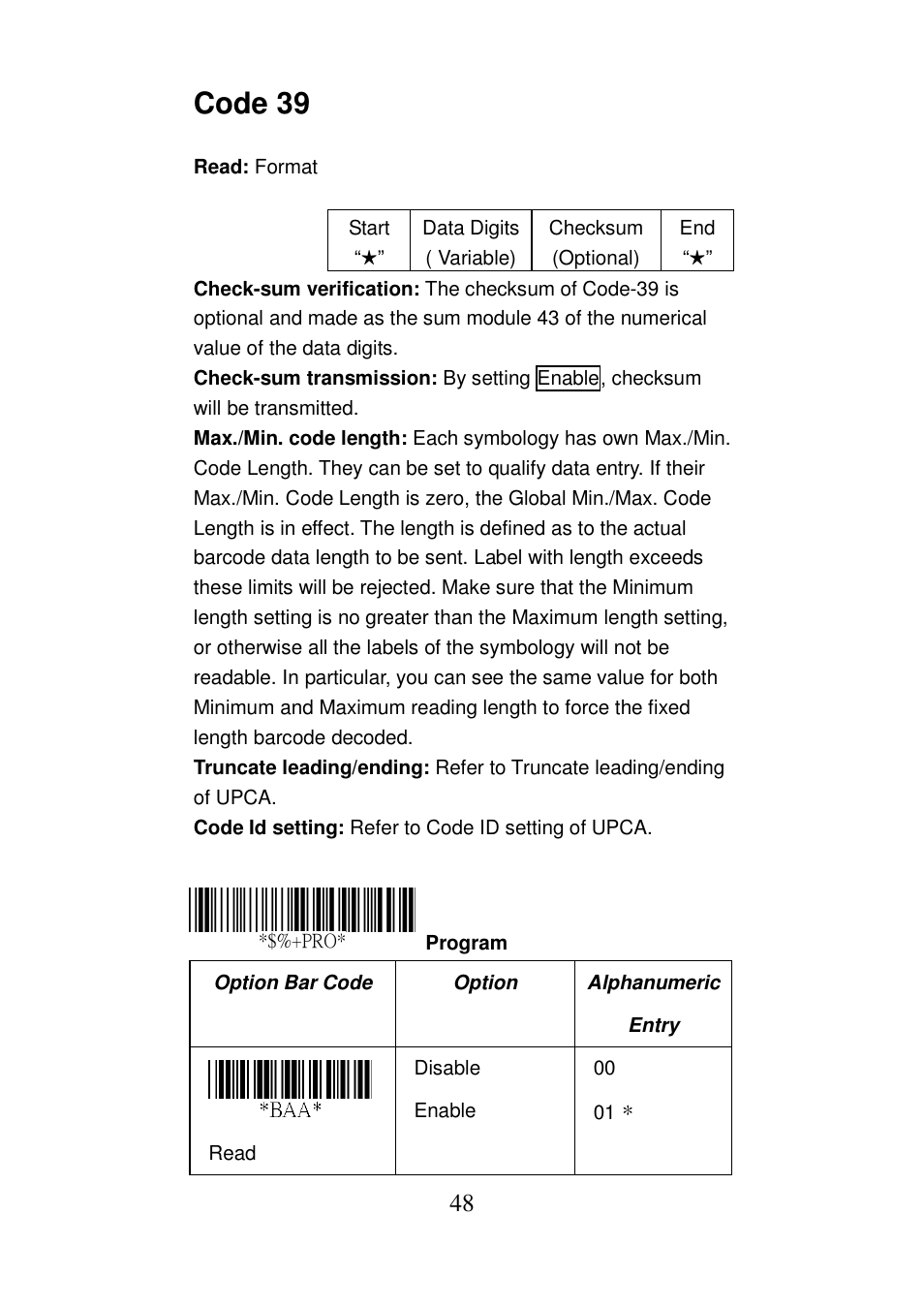 Code 39 | Argox AS-8000 User Manual | Page 53 / 99