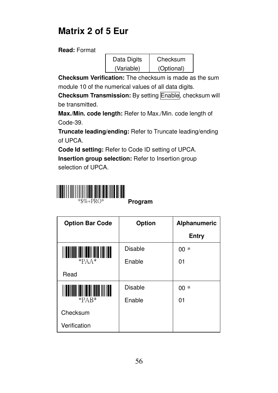 Matrix 2 of 5 eur | Argox AS-8000 User Manual | Page 61 / 99