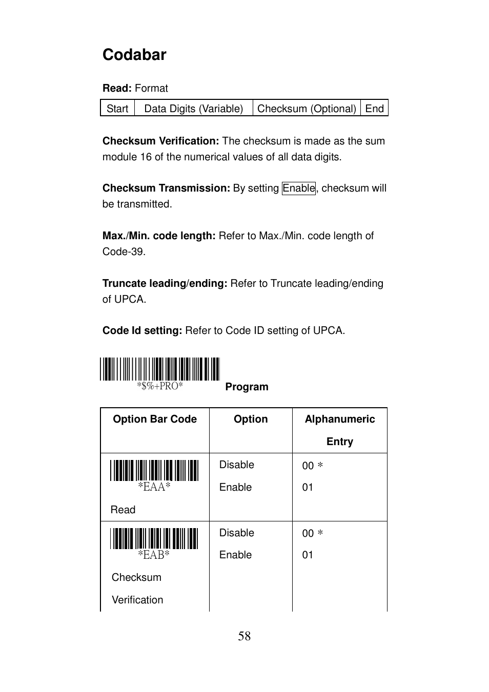 Codabar | Argox AS-8000 User Manual | Page 63 / 99