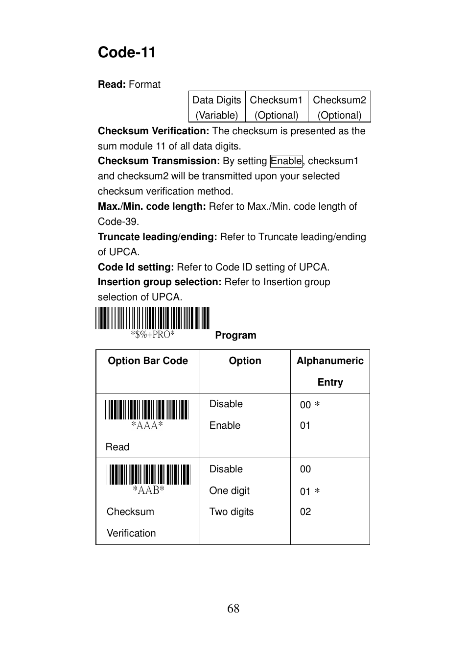 Code-11 | Argox AS-8000 User Manual | Page 73 / 99