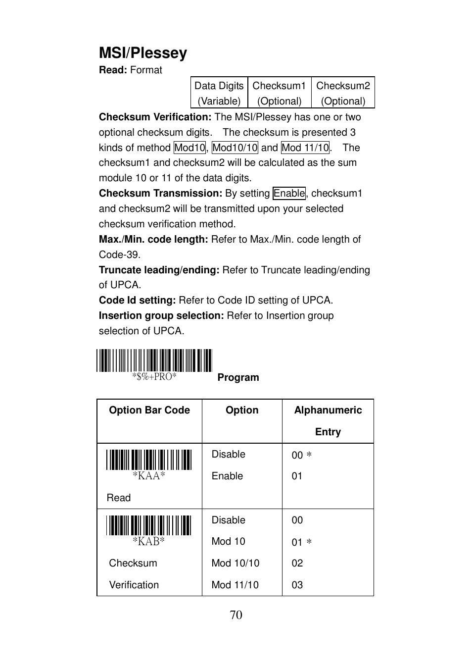 Msi/plessey | Argox AS-8000 User Manual | Page 75 / 99
