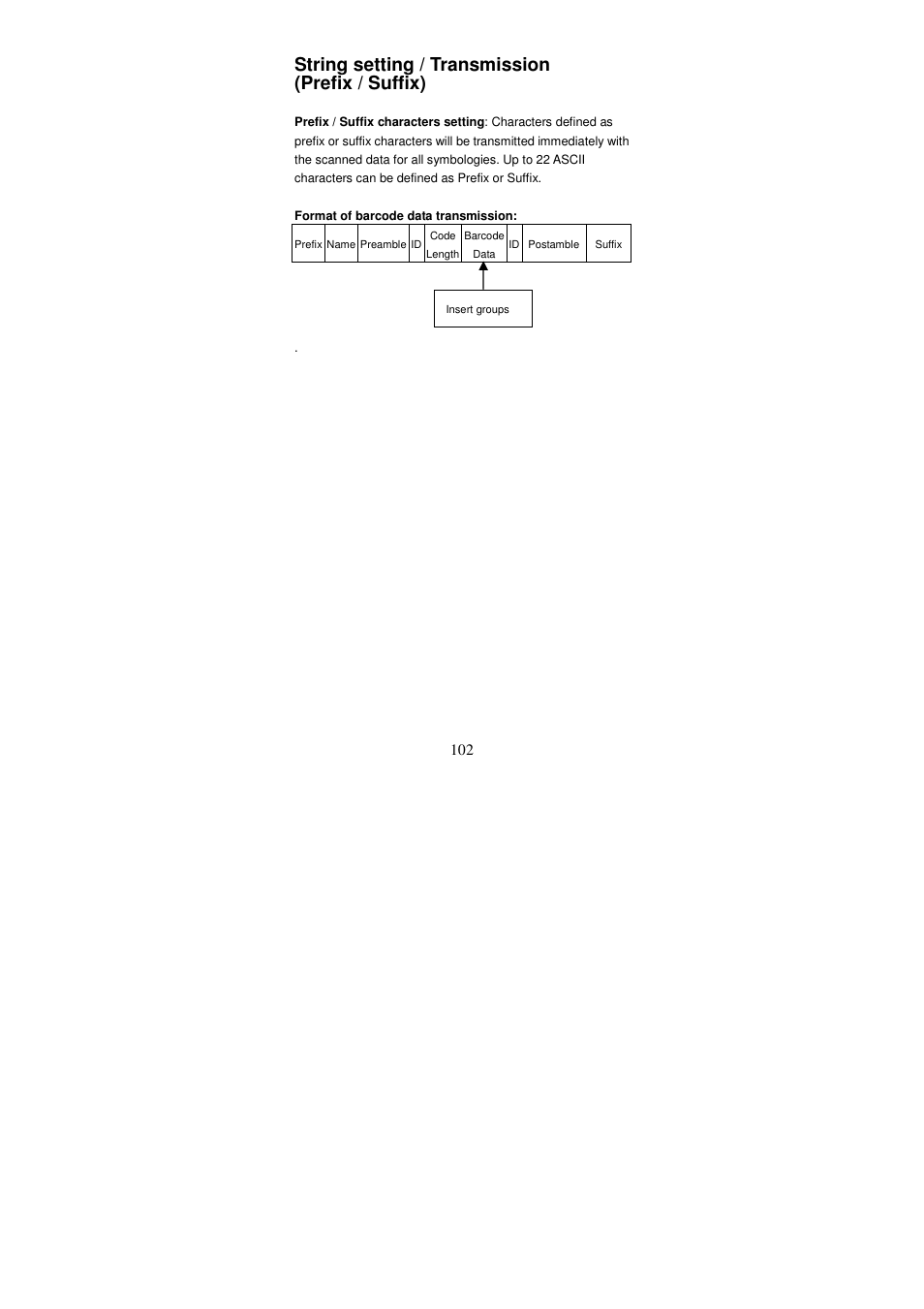 String setting / transmission (prefix / suffix) | Argox AS Series User Manual | Page 107 / 123