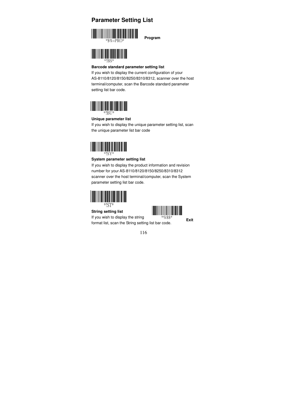 Parameter setting list | Argox AS Series User Manual | Page 121 / 123