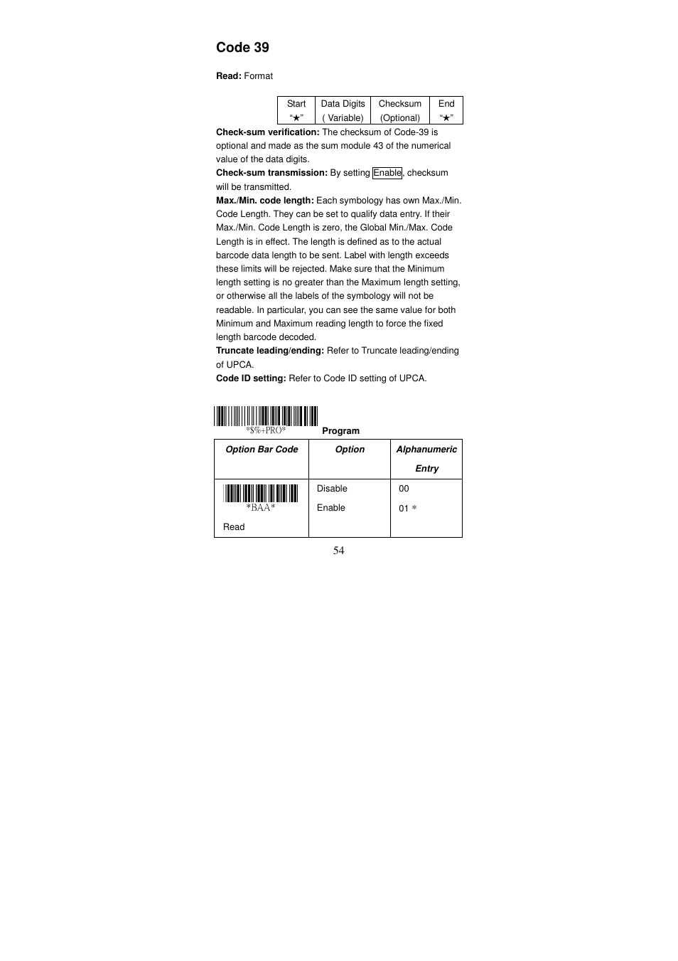 Code 39 | Argox AS Series User Manual | Page 59 / 123