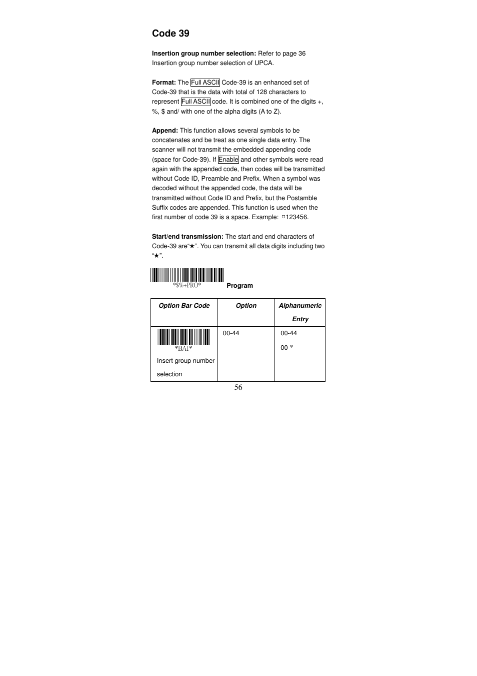 Code 39 | Argox AS Series User Manual | Page 61 / 123