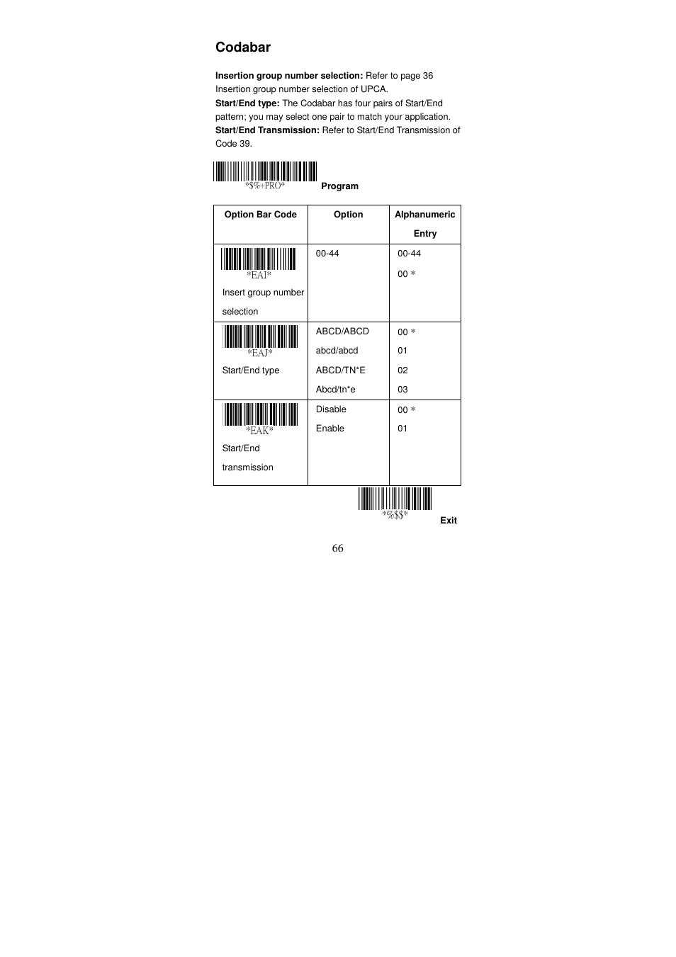 Codabar | Argox AS Series User Manual | Page 71 / 123