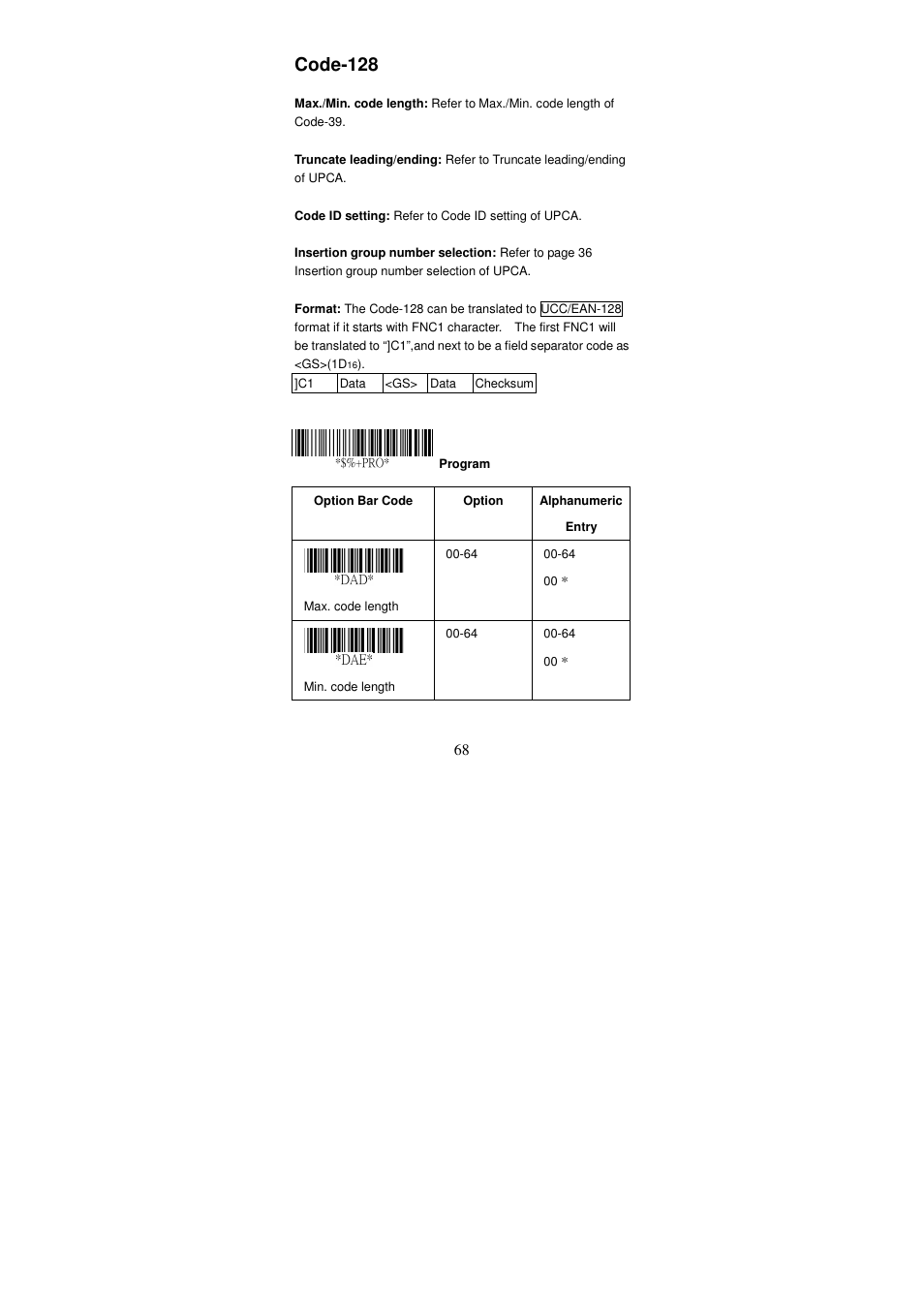 Code-128 | Argox AS Series User Manual | Page 73 / 123